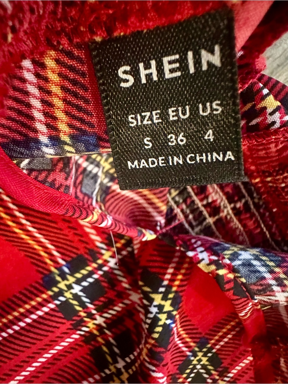 NWOT Red Plaid Ruffle Hem Smocked Dress - Picture 6 of 7
